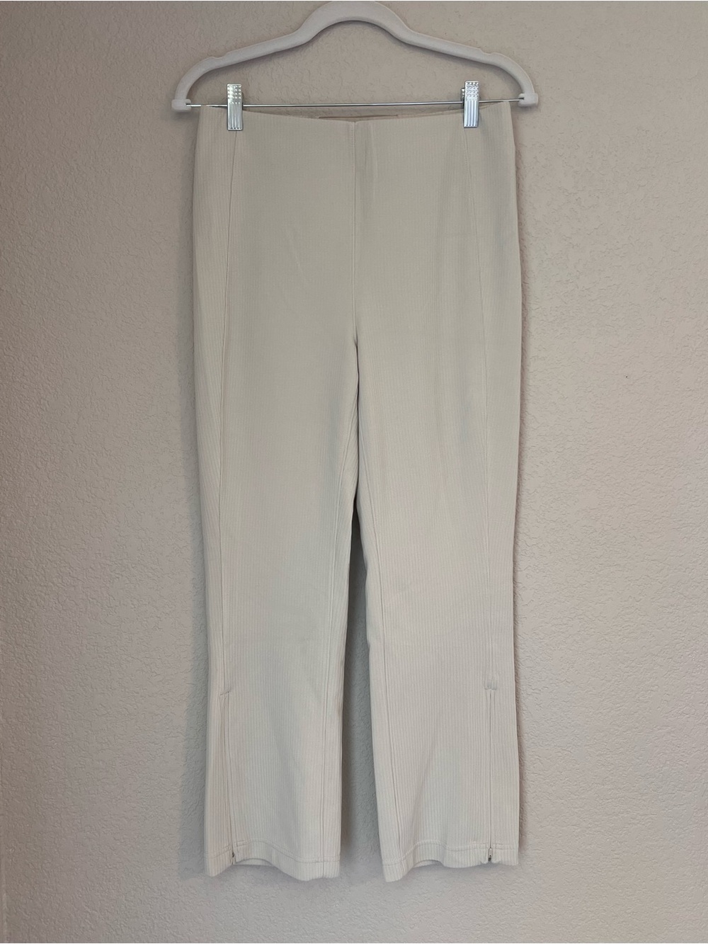 lululemon athletica Light Cream Ribbed Cropped Wide-Leg Pants